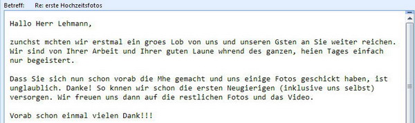 Dankeschön Hochzeitsfotos
